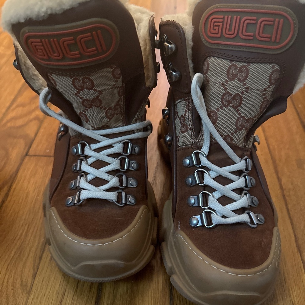 GUCCI - Boots - Shearling Brown Abstract